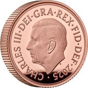 UK 1 Sovereign 200th Anni. of Jean Baptiste Merlen’s Shield Design 2024 Proof MJ CHARLES III DEI GRA REX FID DEF 2025 coin obverse UK 1 Sovereign 200th Anni. of Jean Baptiste Merlen’s Shield Design 2024 Proof MJ CHARLES III DEI GRA REX FID DEF 2025 coin obverse
