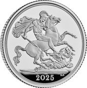 UK 1 Sovereign St. George 2025  Proof 2025 B P coin reverse UK 1 Sovereign St. George 2025  Proof 2025 B P coin reverse