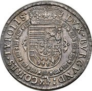Austria 1 Thaler (Ferdinand Karl) DVX BVRGVND: COMES TYROLIS coin reverse Austria 1 Thaler (Ferdinand Karl) DVX BVRGVND: COMES TYROLIS coin reverse