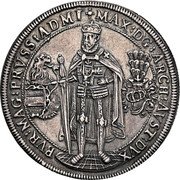 Austria 1 Thaler (Maximilian III. Coats of Arms) MAX:DG:ARH:AVST:DVX BUR:MAG:PRUSS:ADMI coin obverse Austria 1 Thaler (Maximilian III. Coats of Arms) MAX:DG:ARH:AVST:DVX BUR:MAG:PRUSS:ADMI coin obverse