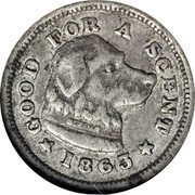 USA 10 Cents (Civil War Merchant Token. Sam's Inn Boston. MA) GOOD FOR A SCENT 1863 coin reverse USA 10 Cents (Civil War Merchant Token. Sam's Inn Boston. MA) GOOD FOR A SCENT 1863 coin reverse