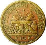 USA 10 Cents (Civil War Token. Pittsburgh Landing Camp Shiloh) PITTSBURGH LANDING 10 coin reverse USA 10 Cents (Civil War Token. Pittsburgh Landing Camp Shiloh) PITTSBURGH LANDING 10 coin reverse