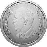 Canada 10 Cents W Mint Mark. Bluenose 2025 W CHARLES III D G REX SR coin obverse Canada 10 Cents W Mint Mark. Bluenose 2025 W CHARLES III D G REX SR coin obverse