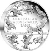 Australia 10 Dollars (Australian Wedge-Tailed Eagle 10th Anniversary) AUSTRALIAN WEDGE-TAILED EAGLE 2024 10 OZ 9999 SILVER P125 coin reverse Australia 10 Dollars (Australian Wedge-Tailed Eagle 10th Anniversary) AUSTRALIAN WEDGE-TAILED EAGLE 2024 10 OZ 9999 SILVER P125 coin reverse