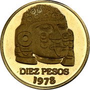 Mexico 10 Pesos (Pattern. Cabeza De Coyolxauhqui) DIEZ PESOS 1978 coin reverse Mexico 10 Pesos (Pattern. Cabeza De Coyolxauhqui) DIEZ PESOS 1978 coin reverse