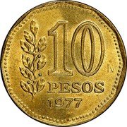 Argentina 10 Pesos (Pattern Coin) KM# Pn66 10 PESOS 1977 coin reverse Argentina 10 Pesos (Pattern Coin) KM# Pn66 10 PESOS 1977 coin reverse