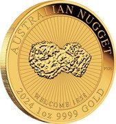 Australia 100 Dollars (Welcome Nugget) SD WELCOME 1858 AUSTRALIAN NUGGET P125 2024 1 OZ 9999 GOLD coin reverse Australia 100 Dollars (Welcome Nugget) SD WELCOME 1858 AUSTRALIAN NUGGET P125 2024 1 OZ 9999 GOLD coin reverse
