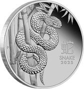 Australia 100 Dollars Year of the Snake 2025 P Proof 蛇 SNAKE 2025 P coin reverse Australia 100 Dollars Year of the Snake 2025 P Proof 蛇 SNAKE 2025 P coin reverse