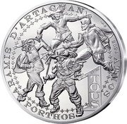 France 100 Euro (The Three Musketeers) 1 POUR TOUS ARAMIS D'RTAGNAN ATHOS PORTHOS 2024 coin reverse