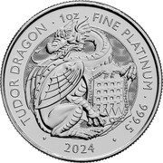 UK 100 Pounds Tudor Dragon 2024  Bullion TUDOR DRAGON 1OZ FINE PLATINUM 999.5 DL 2024 coin reverse UK 100 Pounds Tudor Dragon 2024  Bullion TUDOR DRAGON 1OZ FINE PLATINUM 999.5 DL 2024 coin reverse