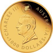 Australia 1000 Dollars (Australian Wedge-tailed Eagle 10th Anniversary) CHARLES III AUSTRALIA 1000 DOLLARS DT coin obverse Australia 1000 Dollars (Australian Wedge-tailed Eagle 10th Anniversary) CHARLES III AUSTRALIA 1000 DOLLARS DT coin obverse