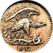 USA 12-1/2 Cents (Hard Times Merchant Token. R. E. Russell) 1837 coin obverse USA 12-1/2 Cents (Hard Times Merchant Token. R. E. Russell) 1837 coin obverse