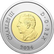 Canada 2 Dollars 100th Anniversary of the Royal Canadian Air Force. Colored 2024 CHARLES III D G REX 2024 SR coin obverse Canada 2 Dollars 100th Anniversary of the Royal Canadian Air Force. Colored 2024 CHARLES III D G REX 2024 SR coin obverse