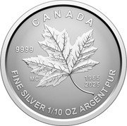 Canada 2 Dollars (60th Anniversary of Canada’s Flag Maple Leaf) MC 9999 1965 2025 CANADA FINE SILVER 1/10 OZ ARGENT PUR coin reverse Canada 2 Dollars (60th Anniversary of Canada’s Flag Maple Leaf) MC 9999 1965 2025 CANADA FINE SILVER 1/10 OZ ARGENT PUR coin reverse