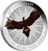 Australia 2 Dollars (Australian Wedge-tailed Eagle 10th Anniversary. Colored) P125 10TH ANNIVERSARY AUSTRALIAN WEDGE-TAILED EAGLE 2024 2 OZ 9999 SILVER coin reverse