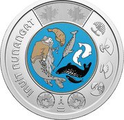 Canada 2 Dollars Celebrating Inuit Nunangat. Colored 2024 Roll INUIT NUNANGAT coin reverse Canada 2 Dollars Celebrating Inuit Nunangat. Colored 2024 Roll INUIT NUNANGAT coin reverse