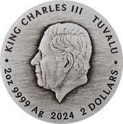 Tuvalu 2 Dollars Teenage Mutant Ninja Turtles 40th Anniversary 2024 P JC KING CHARLES III TUVALU 2OZ 9999 AG 2024 2 DOLLARS coin obverse Tuvalu 2 Dollars Teenage Mutant Ninja Turtles 40th Anniversary 2024 P JC KING CHARLES III TUVALU 2OZ 9999 AG 2024 2 DOLLARS coin obverse