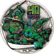 Tuvalu 2 Dollars Teenage Mutant Ninja Turtles 40th Anniversary 2024 P 40 YEARS OF TEENAGE MUTANT NINJA TURTLES LB P © 2024 VIACOM OVERSEAS HOLDINGS C.V. coin reverse Tuvalu 2 Dollars Teenage Mutant Ninja Turtles 40th Anniversary 2024 P 40 YEARS OF TEENAGE MUTANT NINJA TURTLES LB P © 2024 VIACOM OVERSEAS HOLDINGS C.V. coin reverse