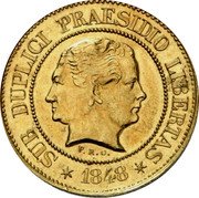 Belgium 2 Francs (King Leopold I of Belgium and King Frederick William IV of Prussia) SUB DUPLICI PRAESIDIO LIBERTAS P R O 1848 coin obverse Belgium 2 Francs (King Leopold I of Belgium and King Frederick William IV of Prussia) SUB DUPLICI PRAESIDIO LIBERTAS P R O 1848 coin obverse