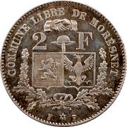 Belgium 2 Francs (King Leopold I of Belgium and King Frederick William IV of Prussia) X# 1 COMMUNE LIBRE DE MORESNET 2 F F.R.O. coin reverse Belgium 2 Francs (King Leopold I of Belgium and King Frederick William IV of Prussia) X# 1 COMMUNE LIBRE DE MORESNET 2 F F.R.O. coin reverse