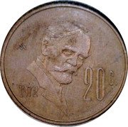 Mexico 20 Centavos (Pattern. Madero) MO 1972 20C coin reverse Mexico 20 Centavos (Pattern. Madero) MO 1972 20C coin reverse