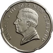 New Zealand 20 Cents (Charles III. Circulation Coin) CHARLES III NEW ZEALAND 2024 DT coin obverse New Zealand 20 Cents (Charles III. Circulation Coin) CHARLES III NEW ZEALAND 2024 DT coin obverse