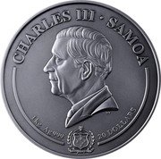 Samoa 20 Dollars Harry Potter vs Voldemort 2024 Proof DT CHARLES III SAMOA FA'AVAE I LE ATUA SAMOA 1 KG AG 999 20 DOLLARS coin obverse