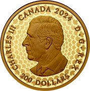 Canada 200 Dollars (Cougar) CHARLES III D G REX CANADA 2024 200 DOLLARS SR coin obverse