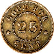 USA 25 Cents (Civil War Sutler. Geo. McAlpen 11th PA Cav) GOOD FOR 25 CENT coin reverse USA 25 Cents (Civil War Sutler. Geo. McAlpen 11th PA Cav) GOOD FOR 25 CENT coin reverse