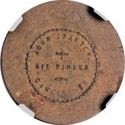 USA 25 Cents (Civil War Sutler Token. John I. Metcalf 3rd Regiment Ohio Cavalry) JOHN STANTON DIE SINKER CINCINNATI coin reverse USA 25 Cents (Civil War Sutler Token. John I. Metcalf 3rd Regiment Ohio Cavalry) JOHN STANTON DIE SINKER CINCINNATI coin reverse
