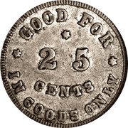 USA 25 Cents (Civil War Token. JM Longwell) GOOD FOR 25 CENTS IN GOODS ONLY coin reverse USA 25 Cents (Civil War Token. JM Longwell) GOOD FOR 25 CENTS IN GOODS ONLY coin reverse