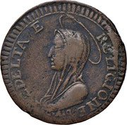 Italy 3 Baiocchi (Uprising of Ronciglione) FEDELTA E RELIGIONE C A G coin obverse Italy 3 Baiocchi (Uprising of Ronciglione) FEDELTA E RELIGIONE C A G coin obverse