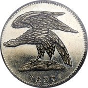 USA 3 Cents Hard Times Token. Feuchtwanger 1837  Rare 1837 coin obverse USA 3 Cents Hard Times Token. Feuchtwanger 1837  Rare 1837 coin obverse