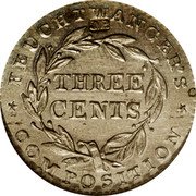 USA 3 Cents (Hard Times Token. Feuchtwanger Countermarked JMP) FEUCHTWANGER'S COMPOSITION 3 THREE CENTS coin reverse USA 3 Cents (Hard Times Token. Feuchtwanger Countermarked JMP) FEUCHTWANGER'S COMPOSITION 3 THREE CENTS coin reverse