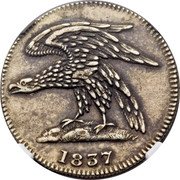 USA 3 Cents (Hard Times Token. Feuchtwanger Defiant Eagle) 1837 coin obverse USA 3 Cents (Hard Times Token. Feuchtwanger Defiant Eagle) 1837 coin obverse