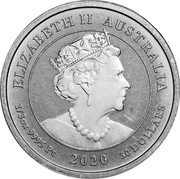 Australia 30 Dollars Leopard Seal 2020 P BU ELIZABETH II AUSTRALIA JC 1/3OZ 9995 PT 2020 30 DOLLARS coin obverse Australia 30 Dollars Leopard Seal 2020 P BU ELIZABETH II AUSTRALIA JC 1/3OZ 9995 PT 2020 30 DOLLARS coin obverse