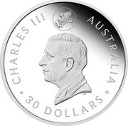Australia 30 Dollars (Wedge-tailed Eagle 10th Anniversary) DT CHARLES III AUSTRALIA 30 DOLLARS coin obverse Australia 30 Dollars (Wedge-tailed Eagle 10th Anniversary) DT CHARLES III AUSTRALIA 30 DOLLARS coin obverse