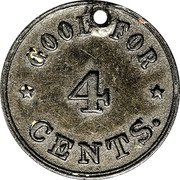 USA 4 Cents (Civil War Merchant Token. S.H. Scripture Currency New York) GOOD FOR 4 CENTS coin reverse