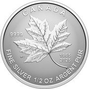 Canada 4 Dollars (60th Anniversary of Canada’s Flag Maple Leaf) MC 9999 1965 2025 CANADA FINE SILVER 1/2 OZ ARGENT PUR coin reverse Canada 4 Dollars (60th Anniversary of Canada’s Flag Maple Leaf) MC 9999 1965 2025 CANADA FINE SILVER 1/2 OZ ARGENT PUR coin reverse