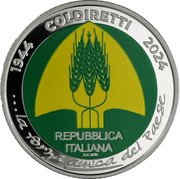 Italy 4 Euro (80th Anniversary of the Foundation of Coldiretti) REPUBBLICA ITALIANA E.F.MOD COLDIRETTI 1944 2024…LA FORZA AMICA DEL PAESE coin obverse