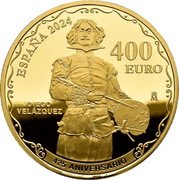 Spain 400 Euro (425th Anniversary of Velazquez. The Feast of Bacchus) 400 EURO ♔M DIEGO VELÁZQUEZ ESPAÑA 2024 425 ANIVERSARIO coin obverse Spain 400 Euro (425th Anniversary of Velazquez. The Feast of Bacchus) 400 EURO ♔M DIEGO VELÁZQUEZ ESPAÑA 2024 425 ANIVERSARIO coin obverse
