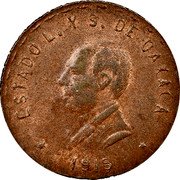 Mexico 5 Centavos (Provisional Government. Short Unfinished Truncation) ESTADO L. Y S. DE OAXACA 1915 coin obverse Mexico 5 Centavos (Provisional Government. Short Unfinished Truncation) ESTADO L. Y S. DE OAXACA 1915 coin obverse