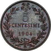 Italy 5 Centesimi Victor Emmanuel III Pattern 1904 R 5 CENTESIMI 1904 R coin reverse