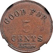 USA 5 Cents (Civil War Sutler Token. W.A. Farr 14th New Hampshire Volunteers) GOOD FOR 5 CENTS KOEHLER coin reverse USA 5 Cents (Civil War Sutler Token. W.A. Farr 14th New Hampshire Volunteers) GOOD FOR 5 CENTS KOEHLER coin reverse