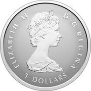 Canada 5 Dollars (60th Anniversary of Canada’s Flag Maple Leaf) ELIZABETH II D G REGINA 5 DOLLARS coin obverse Canada 5 Dollars (60th Anniversary of Canada’s Flag Maple Leaf) ELIZABETH II D G REGINA 5 DOLLARS coin obverse