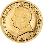Cook Islands 5 Dollars (Aztec Empire) 5 DOLLARS CHARLES III 2025 DT COOK ISLANDS coin obverse Cook Islands 5 Dollars (Aztec Empire) 5 DOLLARS CHARLES III 2025 DT COOK ISLANDS coin obverse