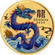 Australia 5 Dollars (In the name of Elizabeth II. Year of the Dragon) 龙 DRAGON 2024 P125 IJ coin reverse Australia 5 Dollars (In the name of Elizabeth II. Year of the Dragon) 龙 DRAGON 2024 P125 IJ coin reverse