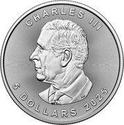 Canada 5 Dollars Maple Leaf. Year of the Snake Privy Mark 2025 SR CHARLES III 5 DOLLARS 2025 coin obverse Canada 5 Dollars Maple Leaf. Year of the Snake Privy Mark 2025 SR CHARLES III 5 DOLLARS 2025 coin obverse