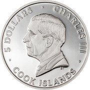 Cook Islands 5 Dollars (Underdog) 5 DOLLARS CHARLES III DT COOK DOLLARS coin obverse Cook Islands 5 Dollars (Underdog) 5 DOLLARS CHARLES III DT COOK DOLLARS coin obverse