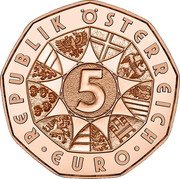Austria 5 Euro (Alpine World Ski Championships) 5 EURO REPUBLIK ÖSTERREICH coin obverse Austria 5 Euro (Alpine World Ski Championships) 5 EURO REPUBLIK ÖSTERREICH coin obverse